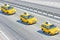 Three taxis on motorway