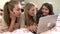 Three Teenage Girls Using Laptop In Bedroom