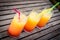 Three tequila sunrise cocktails