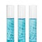 Three test tubes with blue liquids and sheet of paper with Mende