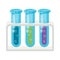 Three test tubes with colored liquids icon