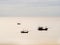 Three thai fisherman boat in the sea