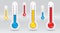 Three thermometers with different temperatures, measure diagnostic, cold, medium, hot
