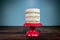 Three Tiered Naked Funfetti Cake On Cake Stand