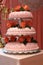 Three-tiered wedding cake