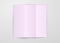 Three times folded light pink paper sheet placed on white background. Square card template design vector isolated with shadow