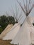 Three Tipis or Tepees at a Pow Wow