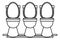 Three toilet sanitary icon cartoon in black and white