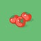 Three tomatoes Illustration. Ripe tomatoes on a green background.