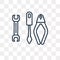 Three Tools vector icon isolated on transparent background, line