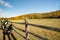 Three tourists stop on American country road to photgraph a small landscape with small red farm shed in distance in Kent county