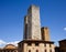 Three towers in the medieval town of San Gimignano. Unesco heritage. Siena, Tuscany, Italy