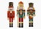 The three toy nutcracker soldiers isolated digital illustration