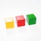 Three toys blocks, multicolor building bricks