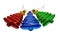 Three toys Christmas tree red blue green