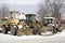 Three tractors waiting a job