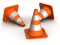 Three traffic cones