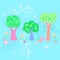 Three Trees Garden Vector Illustration