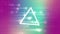 Three triangle turning around itself with retro purple and pink  grid background