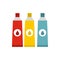 Three tubes with colorful paint icon, flat style