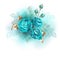 Three turquoise roses on white background