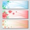 Three types of floral colorful banner cards