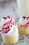Three Valentines Day Cupcakes With Heart Sprinkles