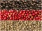 Three variations of peppercorns. Banners of spices