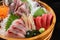 Three varieties of fresh sashimi combo tub