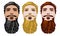 Three Vector Bearded Men Faces