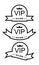 Three vector round with different printing ribbons with the inscription VIP club and a crown