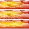 Three vector strips with sunset sky and clouds.