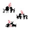 Three vector templates with couples of enamored dogs.