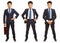 Three versions of business man frontal