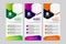 Three vertical sale banners with the different percentage, green and orange hexagonal
