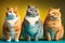 three very fat cats, concept of Group Shot and Plump Cats, created with Generative AI technology