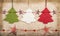Three vintage christmas trees background with stars
