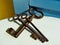 Three vintage iron keys, rusted, intertwined.