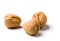 Three walnuts isolated white