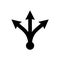 Three-way directional black arrow