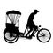 three wheel bicycle taxi silhouette vector