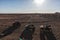 Three-wheeled all-terrain buggy, overlooking the arid landscape of Sesriem, Namibia.