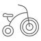 Three-wheeled bike thin line icon, childhood concept, Kids tricycle sign on white background, Baby bicycle icon in