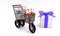 Three wheels shopping gift boxes concept, 3d