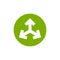 Three white arrows point out from the center in green circle. Expand Arrows icon. Outward Directions icon.