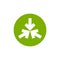 Three white arrows point to the center in green circle. Triple Collide Arrows icon. Merge Directions icon.