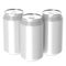 Three white beverage drink cans, PNG transparent b