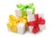 Three white gift boxes