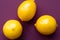 Three Whole Yellow Citron Lemons