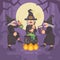 Three wicked old witches brewing a potion. Three evil sisters